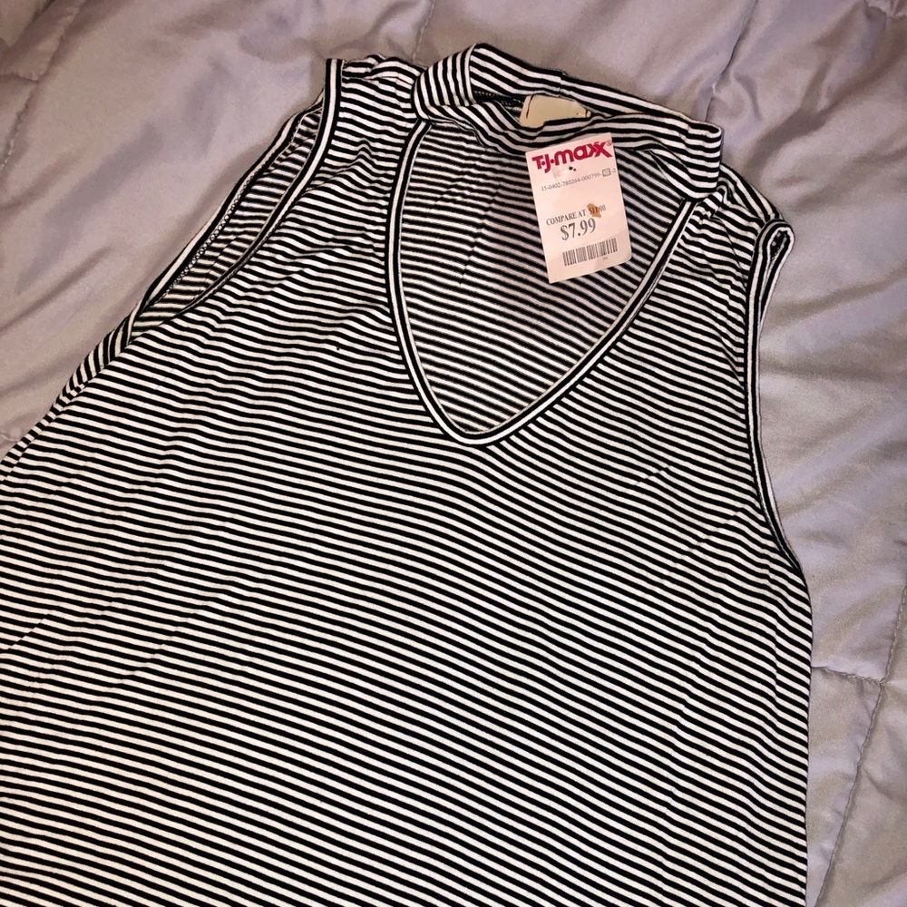 Black and white striped tank